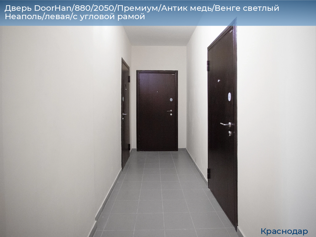 Дверь DoorHan/880/2050/Премиум/Антик медь/Венге светлый Неаполь/левая/с угловой рамой, https://krasnodar.doorhan.ru