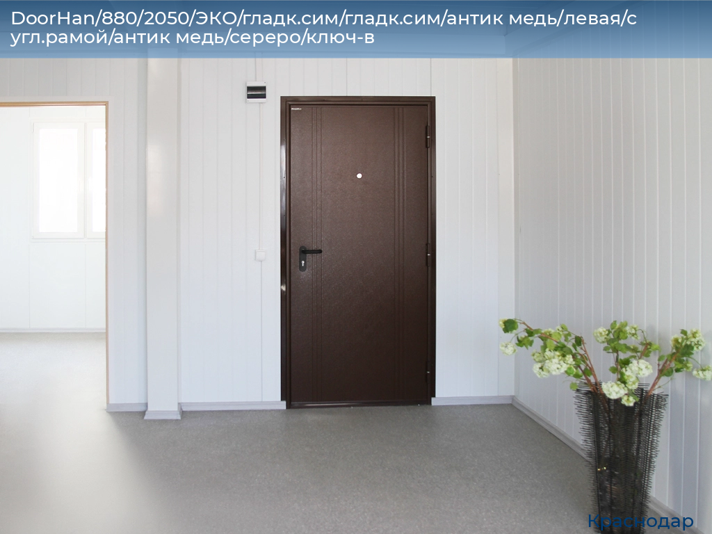 DoorHan/880/2050/ЭКО/гладк.сим/гладк.сим/антик медь/левая/с угл.рамой/антик медь/сереро/ключ-в, https://krasnodar.doorhan.ru