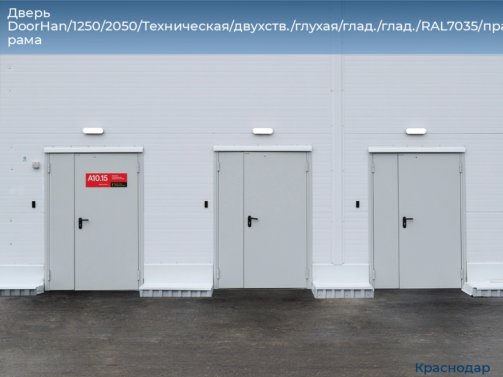 Дверь DoorHan/1250/2050/Техническая/двухств./глухая/глад./глад./RAL7035/прав./угл. рама, https://krasnodar.doorhan.ru