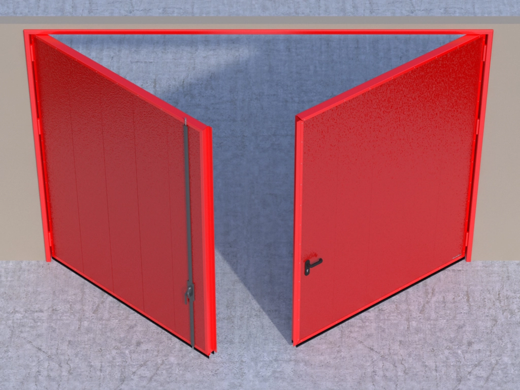 Открывание створок внутрь помещения — левая створка пассивная, правая активная.